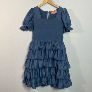 JessaKae‎ Solid Blue Ruffle Dress